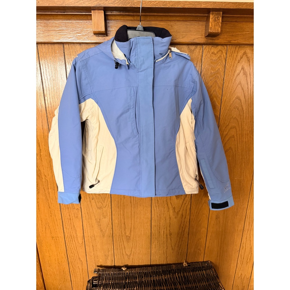 Obermeyer Alt-3 Stormtech Blue Cream Ski Jacket Womens 10 Waterproof Breathable